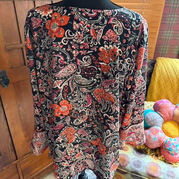 J.Jill 3/4 Sleeve Floral Blouse Size Large - Picture 4 of 8